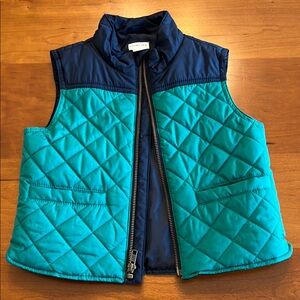 J. Crew Navy and Green Quilted Vest
